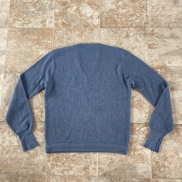 Vintage Men's Izod Lacoste Navy Blue V-Neck Pullover Sweater Made in USA Large - Picture 9 of 9